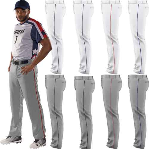 Alleson Athletic Crush Open Bottom Mens Adjustable Baseball Pants w. Piping