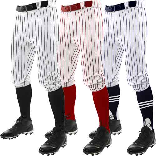  CHAMPRO Triple Crown Knicker Style Baseball Pants with Knit-in  Pinstripes and Reinforced Sliding Areas , White, Navy Pinstripes, Small :  Clothing, Shoes & Jewelry