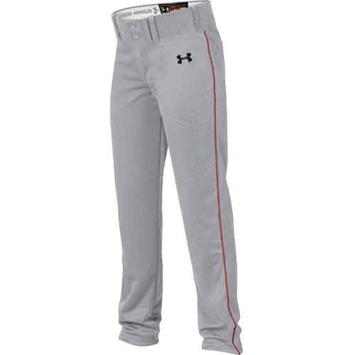 NWT Under Armour HeatGear Gray w Red Piping Baseball Pants Loose Men's Size  S