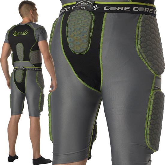 Alleson Athletic Adult 5-Pad Integrated Football Girdle, Charcoal/Lime,  Small