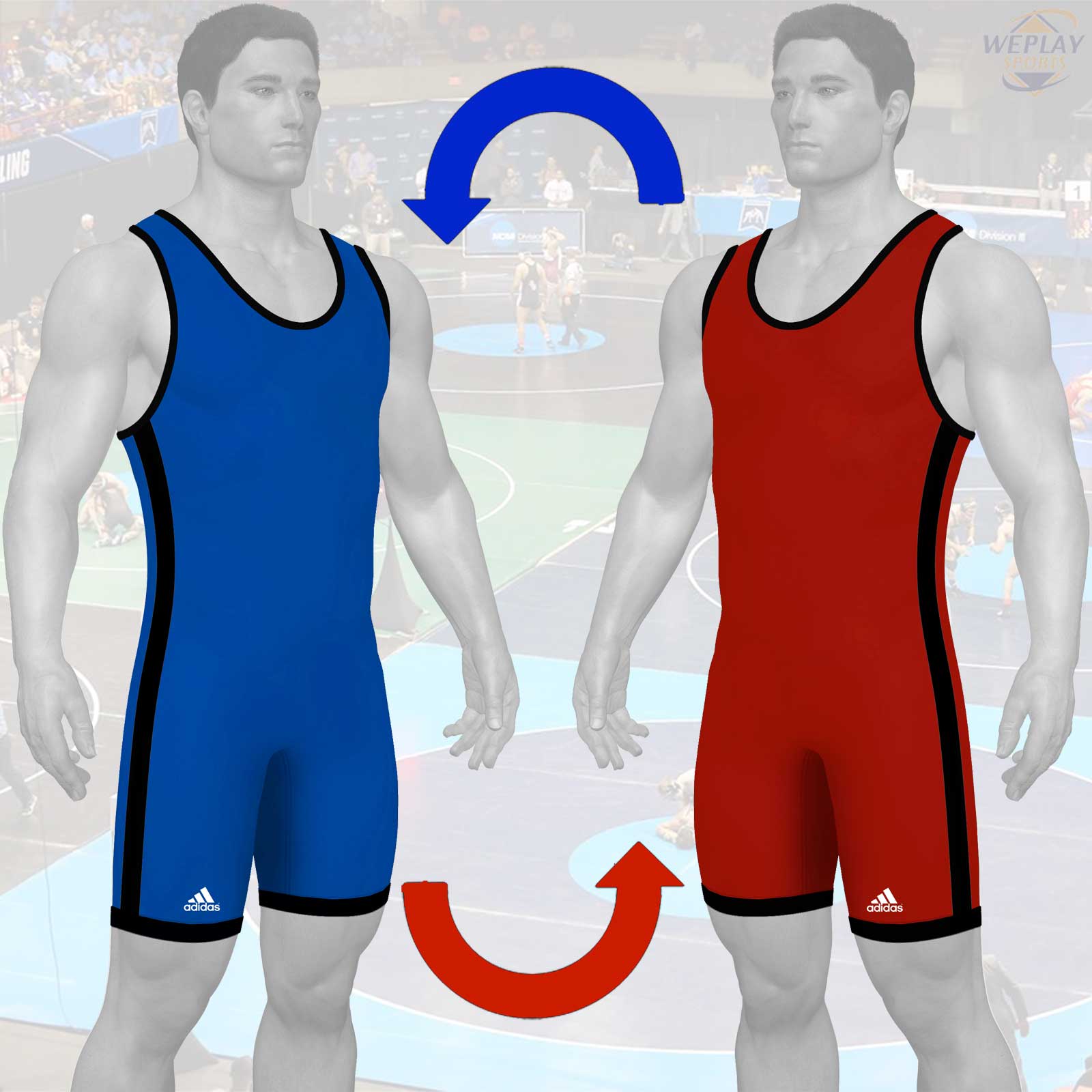 adidas Reversible Color Wrestling Singlet Red Blue