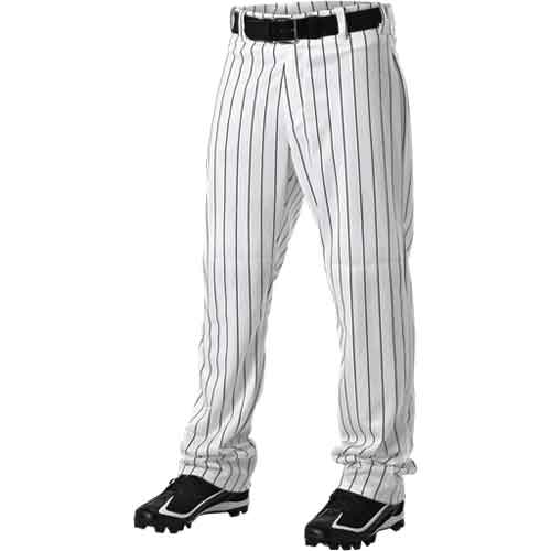 white pants with black pinstripes
