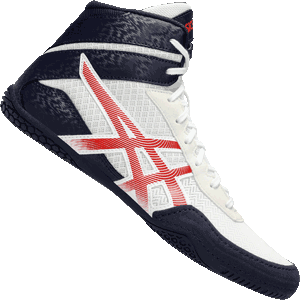 Asics Mat Control 3 Wrestling Shoes - White Red Navy Blue