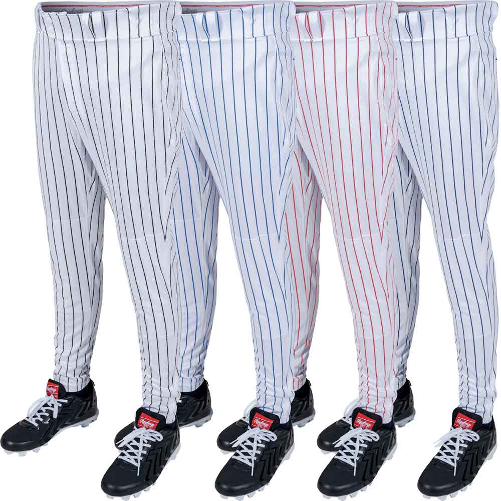 Rawlings 150 Jogger Fit Tapered Mens Pinstripe Baseball Pants 