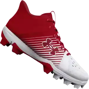 Under Armour Lead Off Mid RM Jr Youth Baseball Cleats - Red