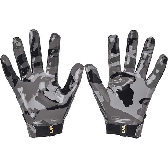Under Armour F8 Novelty Gold Camo Football Gloves - GLUE Grip Palm