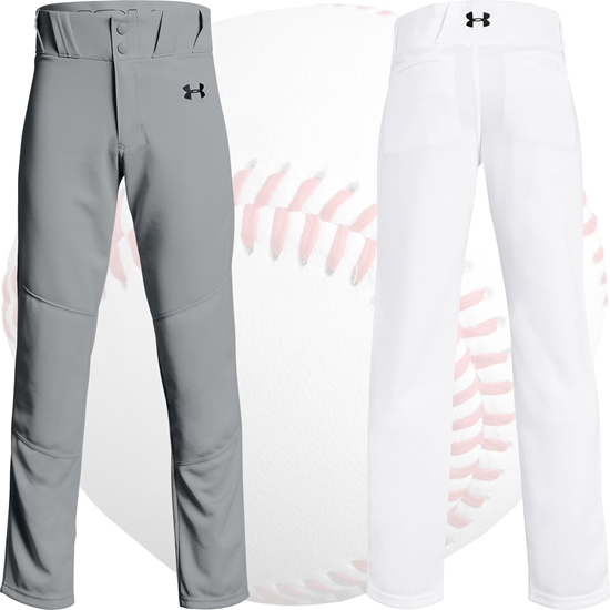 Baseball Pants Under Armour Relaxed Fit White w/Red Piping ~ Size