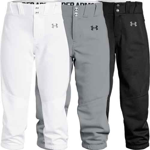 Under Armour Womens Pants Large Black White Softball Cropped Baseball  Sports A4